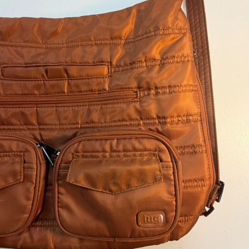 Lug Zipliner Convertible Tote Backpack Women Medium Copper Brown Quilted Bag